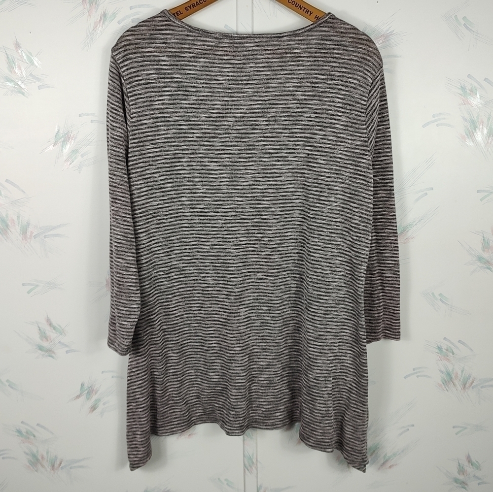 Sunday Gray Striped Knit Top XL - Picture 7 of 9